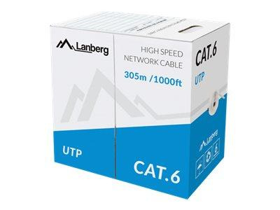 LANBERG kabel instalacyjny UTP, Prędkość transmisji danych: 1Gb/s, drut, CCA, 305m szary