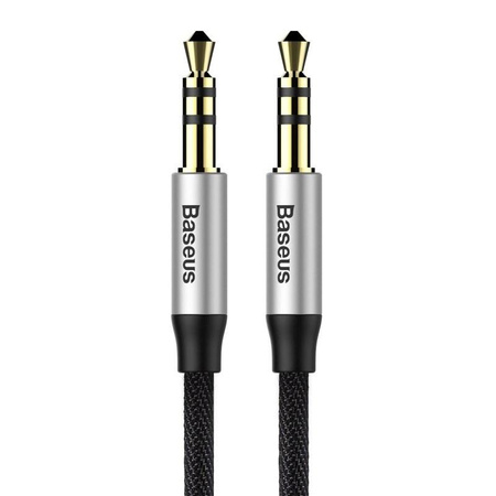 Kabel Baseus CAM30-BS1 (Jack 3,5 mm - Jack 3,5 mm ; 1m; kolor czarno-srebrny)