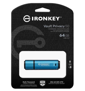 64GB IRONKEY VAULT PRIVACY 50/AES-256 ENCRYPTED FIPS 197