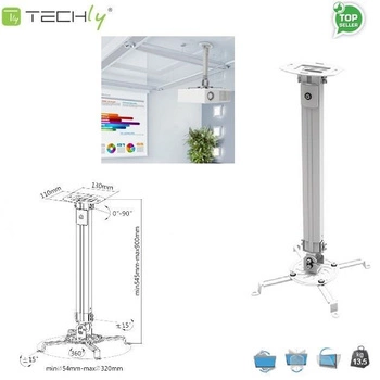 Ramię do projektora Techly 55-90 cm. 13,5kg, sufitowe, srebrne