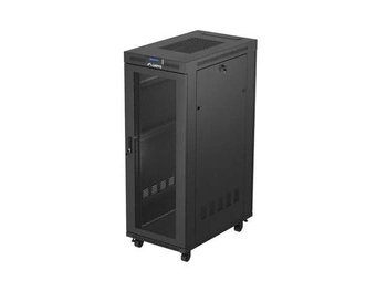 LANBERG szafa Rack 19 stojąca 32U 600x1000 czarna drzwi perforowane LCD flat pack