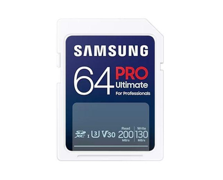 SAMSUNG SD PRO Ultimate 64GB SD Memory Card UHS-I U3 Full HD 4K UHD 200 MB/s Read 130 MB/s Write (P)