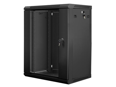 Szafa instalacyjna wisząca 19'' 15U 600X450mm czarna (drzwi      szklane)