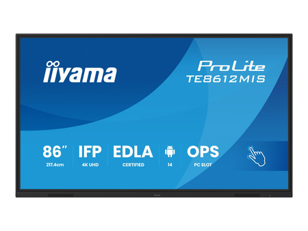 IIYAMA TE8612MIS-B4AG 86inch iiWare13E Android 14 EDLA/non-EDLA 8/128GB 40-Points PureTouch IR with Zero Gap