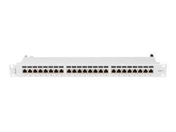 Patch panel Lanberg 24 port 1U kat.7 ekranowany szary