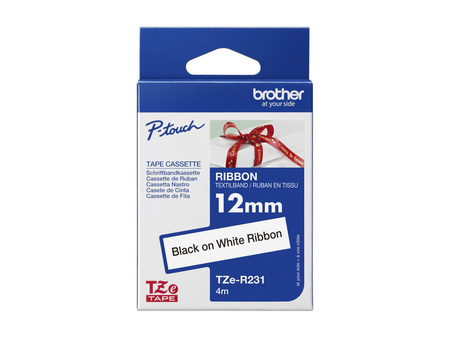 BROTHER TZER231 Taśma Brother 12mm Black/White ribbon tape