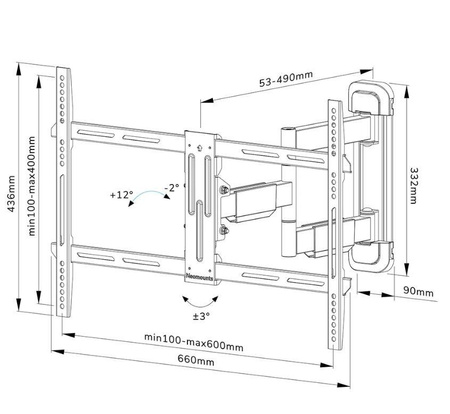 Neomounts Screen Wall Mount (full motion, 3 pivots, VESA 600x400)