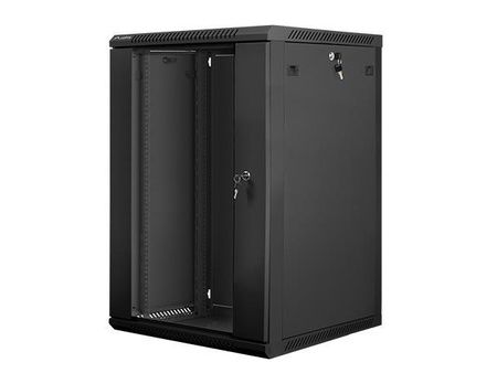 Szafa instalacyjna Rack wisząca 19" 18U 600x600 czarna Lanberg (flat pack)
