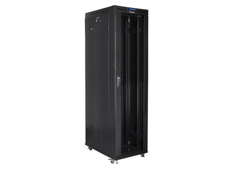 Szafa instalacyjna Rack stojąca 19" 47U 800x1000 czarna drzwi szklane LCD Lanberg (flat pack)