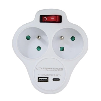 ESPERANZA ROZGAŁĘŹNIK ELEKTRYCZNY 2 GN. USB-C USB-A WŁ. BIAŁY ELK311W