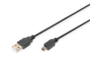 Kabel USB2.0 DIGITUS AK-300130-010-S Canon USB A/miniUSB B 1m