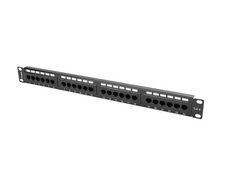 Patch Panel 24 Port 1U Kat.6 czarny 