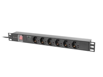 LANBERG listwa zasilajaca rack PDU 19inch 1U 10A 6x Schuko C14 2m czarna