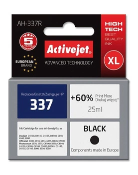 Activejet AH-337R Tusz  (zamiennik HP 337 C9364EE; Premium; 25 ml; czarny)
