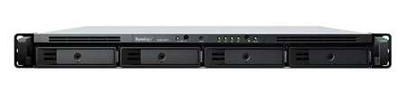 NAS Synology RS822RP+; 1U RACK; 4x (3.5" SATA HDD/2.5" SATA SSD); AMD Ryzen V1500B; 2 GB DDR4 ECC SODIMM (max. 32GB), 4x 1GbE RJ-45