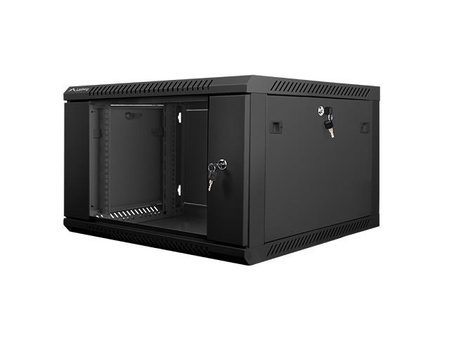 Szafa instalacyjna wisząca 19'' 6U 600X600mm czarna (drzwi       szklane)