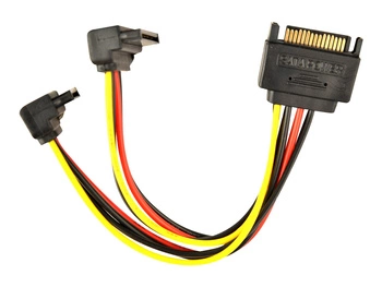 GEMBIRD CC-SATAM2F-02 Gembird kabel SATA zasilający(M) -> SATA (F) x2, kątowy, 15 cm