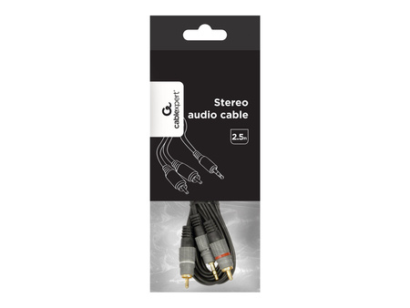 GEMBIRD 3.5 mm stereo plug to 2xRCA plugs 2.5m cable gold-plated connectors