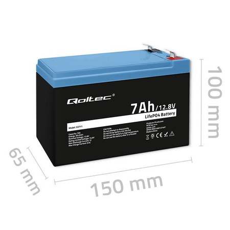 Akumulator LiFePO4 Litowo-Żelazowo-Fosforanowy | 12.8V | 7Ah | 89.6Wh | BMS