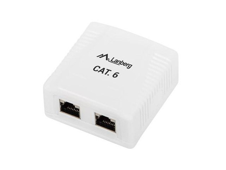 Gniazdo natynkowe 2x RJ45 Kat.6 białe ekranowane 