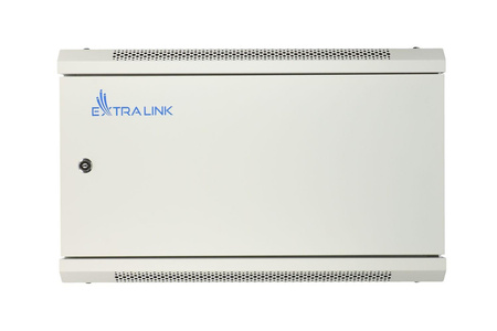 Szafka wisząca rack 6U 600x450 szara z metalowymi drzwiami 