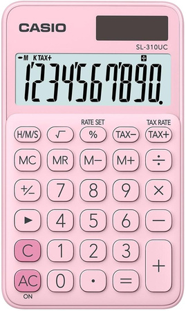 CASIO KALKULATOR KIESZONKOWY SL-310UC PK RÓŻOWY, 10 CYFROWY WYŚWIETLACZ