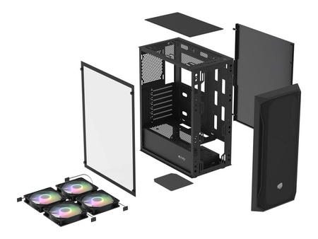 NATEC Fury Shobo SH4F RGB Midi Tower z oknem czarna