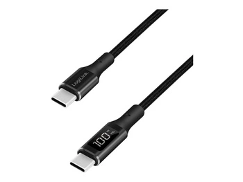 LOGILINK CU0181 Kabel USB 2.0 Type-C C/M na USB-C/M E-mark PD wyświetlacz czarny 1m