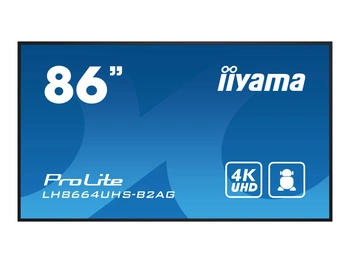 IIYAMA LH8664UHS-B2AG 86inch 3840x2160 UHD IPS panel Haze 25perc 500cd/m2 Landscape and Portrait Speakers 2x10W 3xHDMI USB 2.0