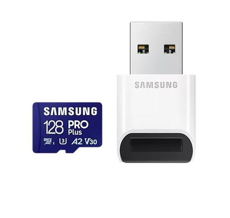SAMSUNG PRO Plus microSD 128GB Up to 180MB/s Read and 130MB/s Write speed with Class 10 4K UHD incl. Card reader 2023 (P)