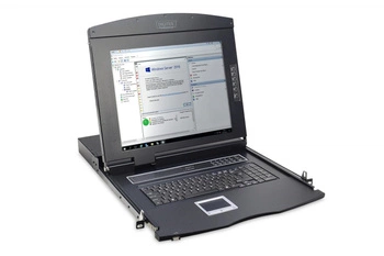 Konsola 17 LCD z touchpad KVM 8 portów 1U komplet kabli (8xDS-19231) klawiatura US