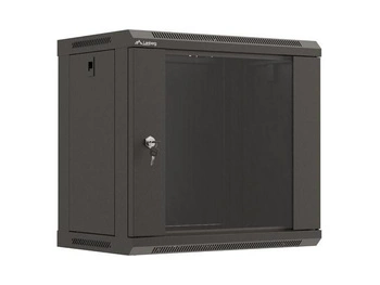 LANBERG Szafa instalacyjna rack wisząca 19 cali 9U 540x350 czarna drzwi przeszklone flat pack