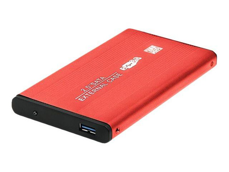 QOLTEC External Hard Drive Case HDD/SSD 2.5inch SATA3 USB 3.0 Red