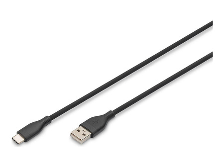 DIGITUS USB-C Silicone charging cable USB-A - USB-C 1m USB 2.0 60W black