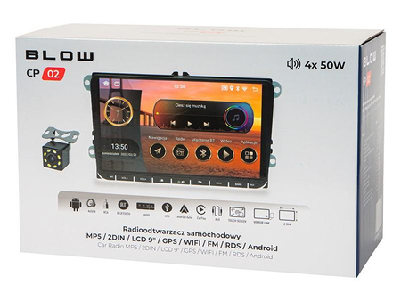 Radio samochodowe CP02 2DIN 9 cali ekran dotykowy Android/WiFi/GPS/CARPLAY