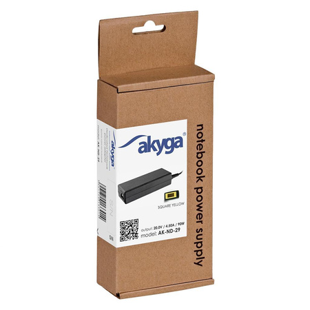 Zasilacz sieciowy Akyga AK-ND-29 do notebooka 20V/4,5A 90W Square yellow 