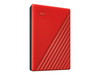 WDC WDBYVG0020BRD-WESN Dysk zewnętrzny WD My Passport, 2.5, 2TB, USB 3.2, czerwony