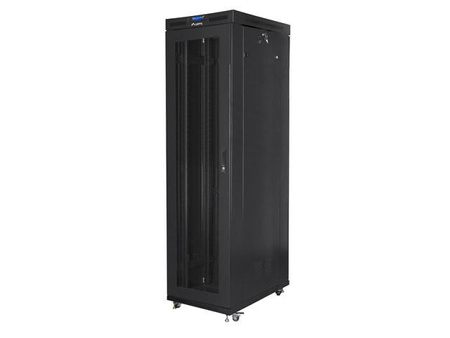 Szafa stojąca Rack 19 cali 47U 800x1000mm, drzwi perforowane LCD (FLAT PACK) czarna