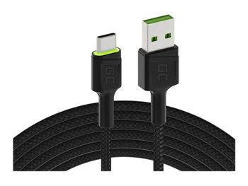 GREENCELL Cable GC Ray USB - USB-C 200cm green LED backlight Ultra Charge QC 3.0