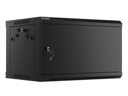 Szafa instalacyjna Rack wisząca 19" 6U 600x450 czarna drzwi metalowe Lanberg (flat pack)