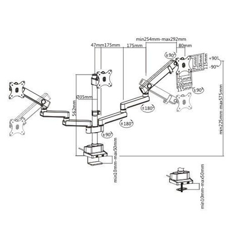 Uchwyt biurkowy na 3 monitory MC-811