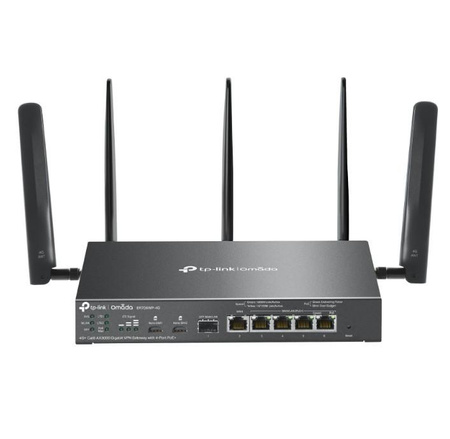 Brama sieciowa gigabitowa Omada 4G+ Cat6 AX3000 VPN with 4-Port PoE+PORT: 1× Gigabit SFP WAN/LAN Port, 1× Gigabit RJ45 WAN Port, 4× Gigabit WAN/LAN