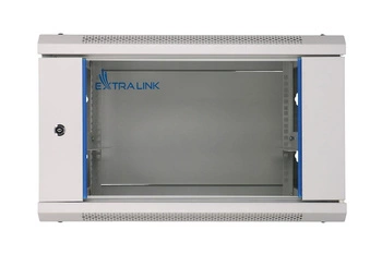Szafka wisząca rack 6U 600x600 szara szklane drzwi