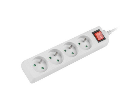Listwa przedłużacz Lanberg 1,5m biała 4x 230V PL, z wyłącznikiem, kabel wykonany z pełnej miedzi