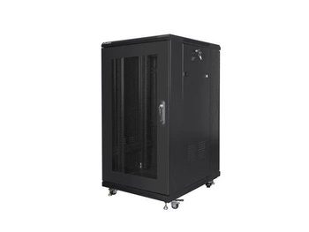 Szafa instalacyjna Rack stojąca 19" 22U 800x800 czarna drzwi perforowane Lanberg (flat pack)
