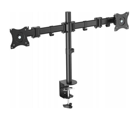 Stojak biurkowy podwójny z zaciskiem DIGITUS, 2xLCD, max. 27", max. 8kg, uchylno-obrotowy 360° PIVOT
