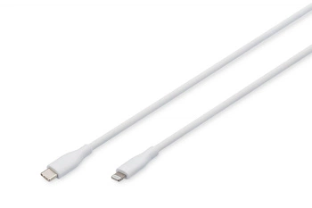 Kabel połączeniowy silikonowy USB-C - Lightning, USB 2.0 60W, certyfikat MFI, 1m Biały