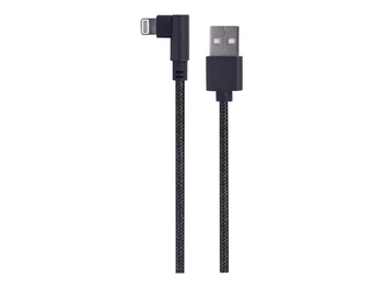 GEMBIRD CC-USB2-AMLML-0.2M Kabel USB - do 8 pin kątowy w oplocie tekstylnym 0.2m czarny