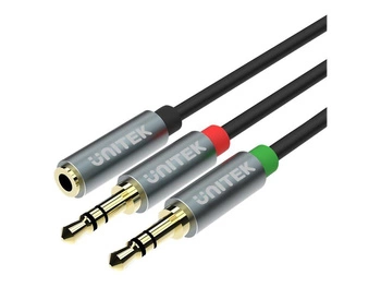 UNITEK Y-C957ABK Kabel miniJack 3 5mm F - 2x 3 5mm M