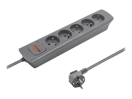 QOLTEC 50275 Listwa zasilająca 5 gniazd 1.8m Szara